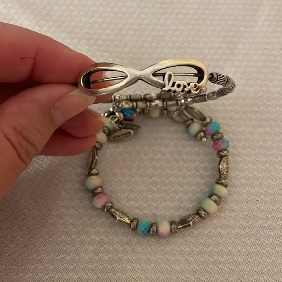 Alex & ani women’s bracelet vintage sixty six wrap bangle bead  set silver metal - Picture 3 of 6